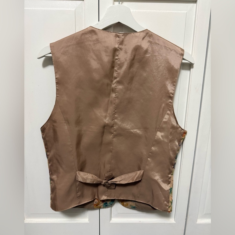 Vintage Countdown Corduroy Floral Print Vest Cottagecore Fairy Grunge Medium - Picture 2 of 7